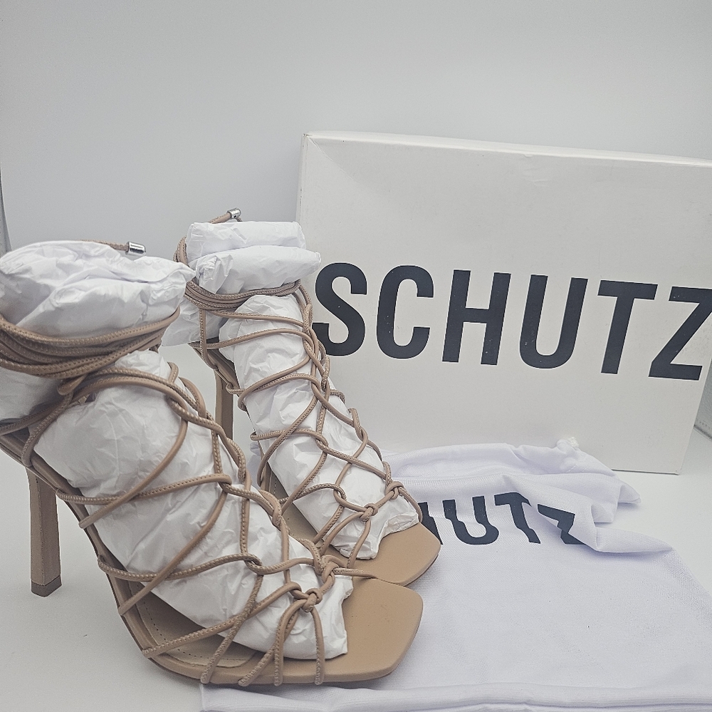 Schutz Women's Tan Strappy Heels